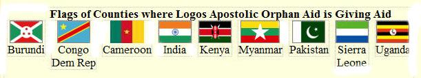 Flags of 9 countries where Logos Apostolic orphan Aid helps